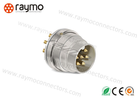 Phích cắm ren gắn cố định phía trước, đầu nối điện, đầu nối tròn kim loại